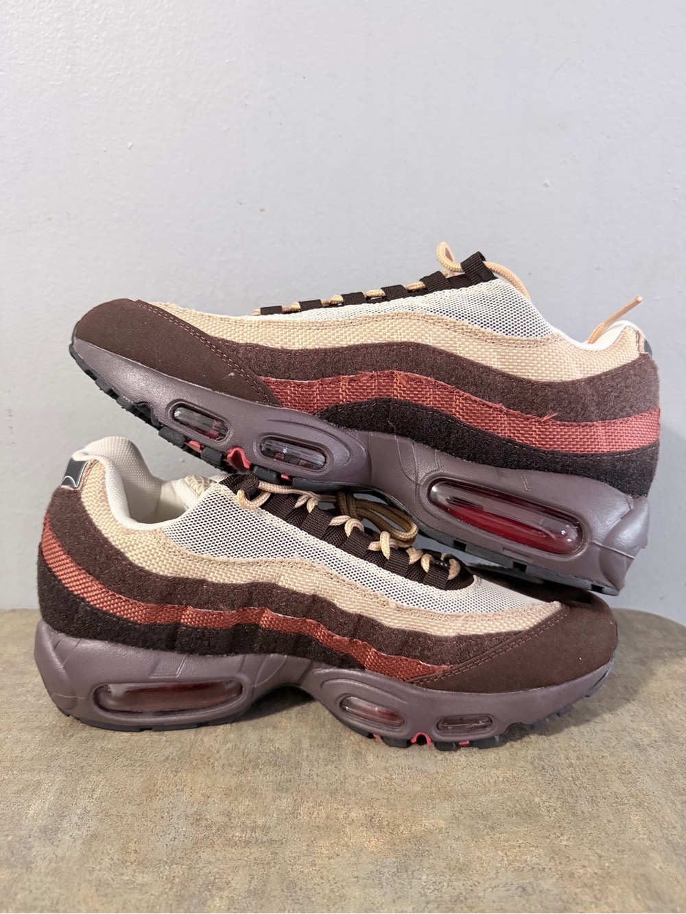 Men's Brown & Beige Layered Knit Sneakers